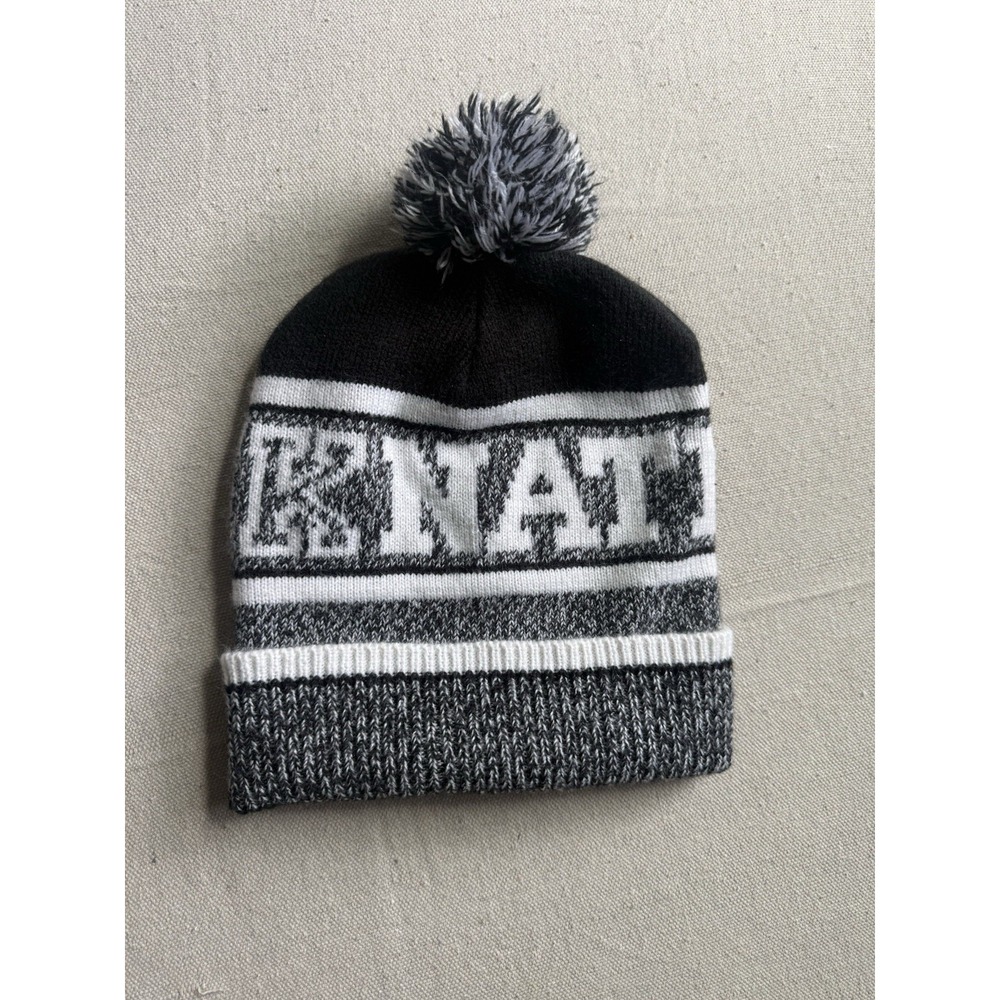 PINK Nation VS Women's Beanie Hat Black White Pom Pom Beanie